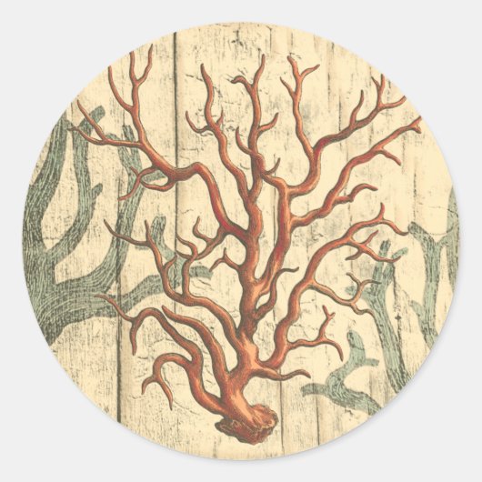 Holz und kleine Korallen Runder Aufkleber (Vorderseite)