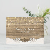 Holz und Lampen aus Hochzeitskalk Einladung (Stehend Vorderseite)