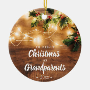 Holz und Licht Erste Weihnachten als Großeltern Keramik Ornament