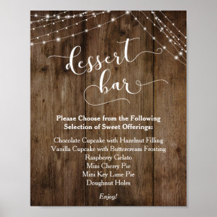 Holz- und Lichter-Dessertbar-Hochzeitsempfang-Schi Poster