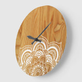 Holz und Mandala Große Wanduhr (Winkel)