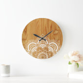 Holz und Mandala Große Wanduhr (Zuhause)