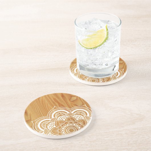 Holz und Mandala Sandstein Untersetzer (Seite)