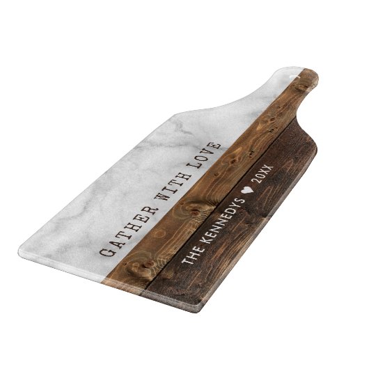 Holz und Marmor mit Liebe Zitat Familienname Schneidebrett (Ecke)