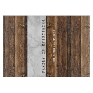 Holz und Marmor Zitat Familienname Personalisiert Schneidebrett