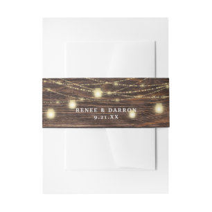 Holz und Mason Jar String Lights Einladungsbanderole