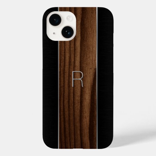 Holz und Metall wirken Mit Monogramm Case-Mate iPhone Hülle (Rückseite)