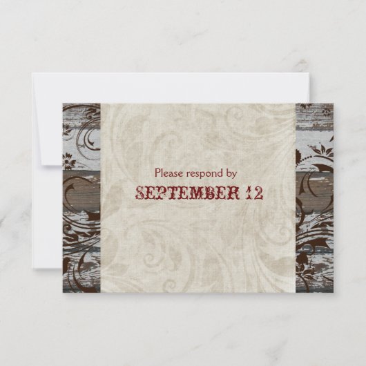Holz und Pergament Braun wirbelfarbene UAWG mit Um RSVP Karte (Vorderseite)