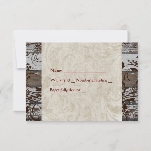 Holz und Pergament Braun wirbelfarbene UAWG mit Um RSVP Karte (Rückseite)