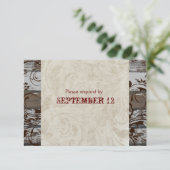 Holz und Pergament Braun wirbelfarbene UAWG mit Um RSVP Karte (Stehend Vorderseite)