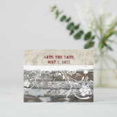 Holz und Pergament Save the Date Ankündigungspostkarte (Stehend Vorderseite)