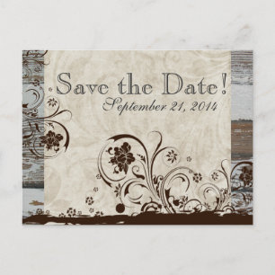 Holz- und Pergamentwirbel Save the Date Ankündigungspostkarte