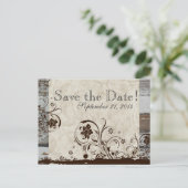 Holz- und Pergamentwirbel Save the Date Ankündigungspostkarte (Stehend Vorderseite)