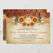 Holz und Sonnenblumen Probe Einladungen (Vorne/Hinten)