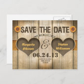 Holz und Sonnenblumen Save the Date Einladungen (Vorne/Hinten)