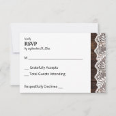 Holz und Spitzen RSVP Karte (Vorderseite)