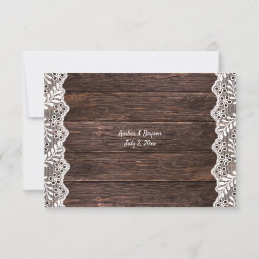 Holz und Spitzen RSVP Karte (Rückseite)