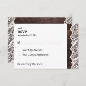 Holz und Spitzen RSVP Karte (Vorne/Hinten)