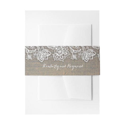 Holz und Spitzen rustikal Einladungsbanderole (Vorderseite Beispiel)