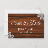 Holz und Spitzen Rustikale Hochzeit Speichern Sie  Save The Date (Vorderseite)
