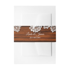 Holz und Spitzen Rustikales Hochzeitsband Einladungsbanderole