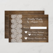 Holz und Spitzen UAWG für eine rustikale Hochzeit Einladung (Vorne/Hinten)