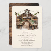 Holz und Streichelleuchten Kinderdusche Einladung (Vorne/Hinten)