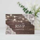 Holz- und Streichellichter Hochzeit/Mahlzeit RSVP Karte (Stehend Vorderseite)