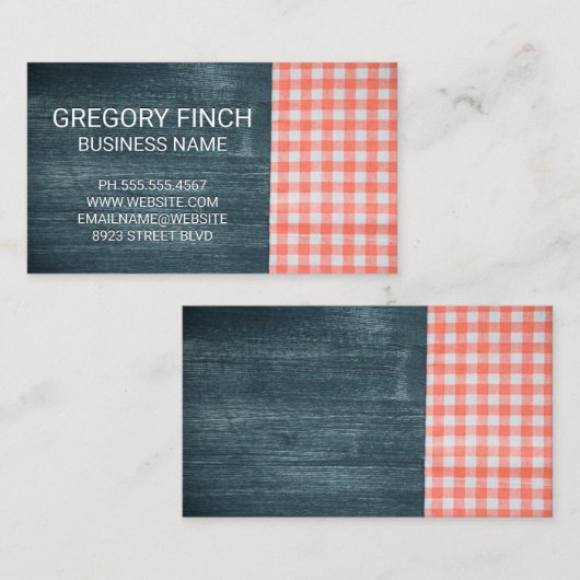 Holz und Tischdecken Visitenkarte (Vorne/Hinten)