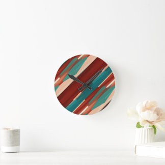 Holz und Türkis Runde Wanduhr