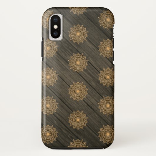 Holz und Verziertes Muster Case-Mate iPhone Hülle (Rückseite)