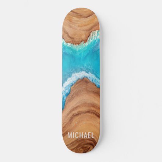 Holz- und Wasserart - Personalisierter Name Skateboard (Vorderseite)