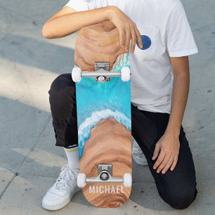Holz- und Wasserart - Personalisierter Name Skateboard
