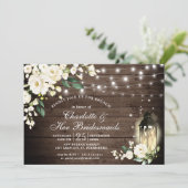 Holz und Weiß Roses Lantern Bridesmaids Brunch Einladung (Stehend Vorderseite)