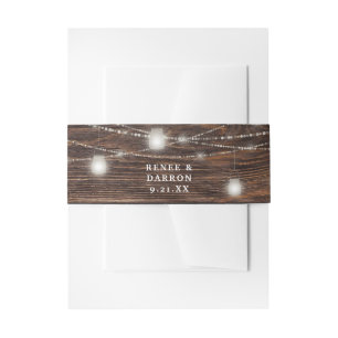 Holz und weiße Mason Jar String Lights Einladungsbanderole