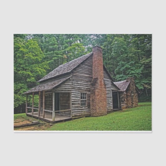 Holz- und Ziegelhütte im Sommer Seidenpapier (Vorderseite)