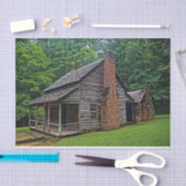 Holz- und Ziegelhütte im Sommer Seidenpapier (Handwerk)