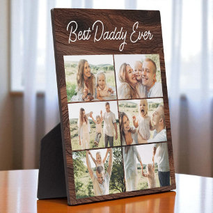Holz-Vatertag 6-Foto-Collage Bester Papa Ever Fotoplatte