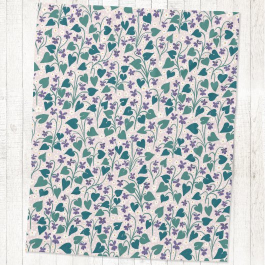 Holz-Veilchen-Anemone-Blumen-Botanischer Blockdruc Fleecedecke