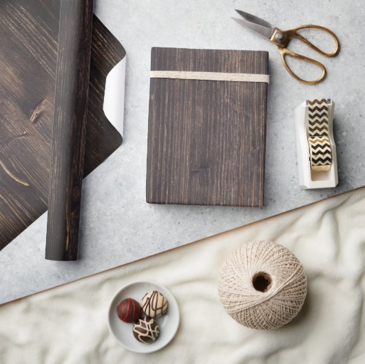 Holz verbrannt dunkelbraunes Holzkorn rustikal chi Geschenkpapier (Kunsthandwerk)