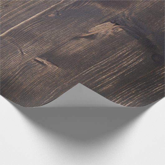 Holz verbrannt dunkelbraunes Holzkorn rustikal chi Geschenkpapier (Ecke)