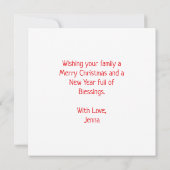 Holz, Vermont zu Weihnachten Karte (Rückseite)