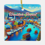 Holz, Vermont zu Weihnachten Keramikornament (Vorderseite)