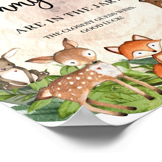 Holz von Waldtieren schätzt wie viele Gummibären Poster (Ecke)