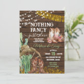 Holz Western Nichts Extravagant nur Liebe Hochzeit Einladung (Stehend Vorderseite)