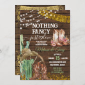 Holz Western Nichts Extravagant nur Liebe Hochzeit Einladung (Vorne/Hinten)