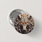 Holz-Wolf-Kunstschnitzerei mit geometrischen Muste Button (Vorne & Hinten)