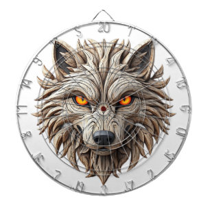 Holz-Wolf-Kunstschnitzerei mit geometrischen Muste Dartscheibe