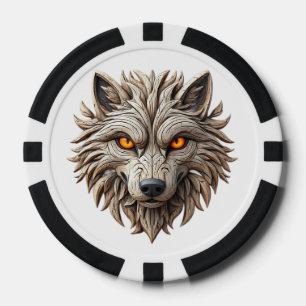 Holz-Wolf-Kunstschnitzerei mit geometrischen Muste Pokerchips