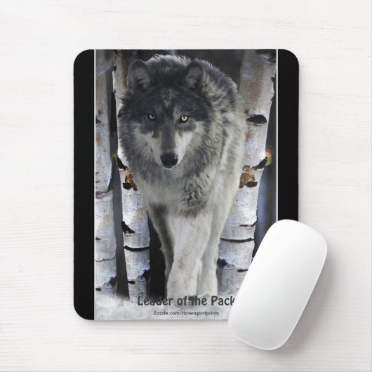 Holz Wolf, Schnee und Bäume Kunst und Naturleben Mousepad (Mit Mouse)